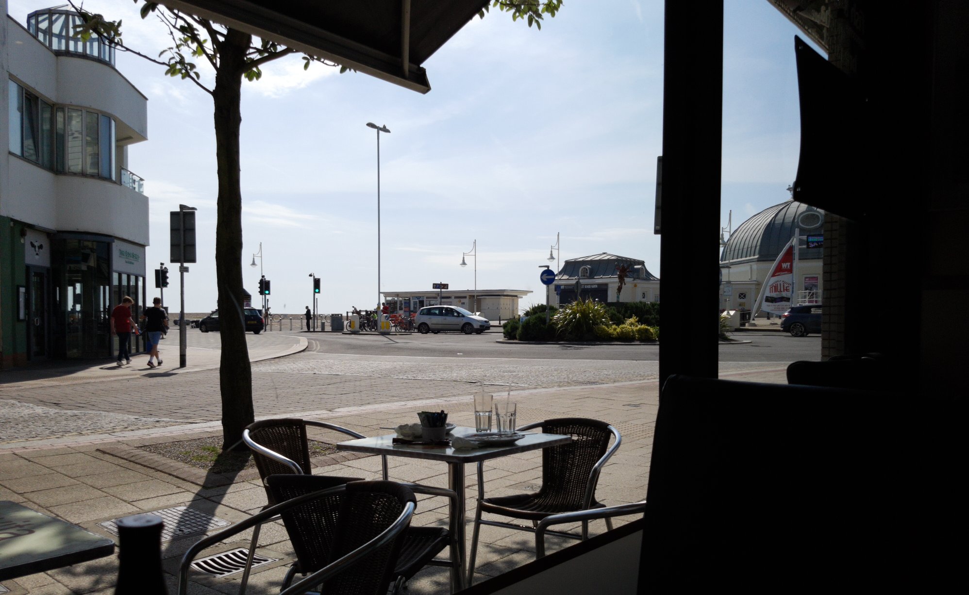 view out the window to the iconic roundabout